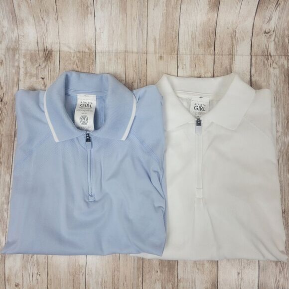Athleta Girl Blue White Polo Bundle Size Medium 8-10 - Picture 1 of 7